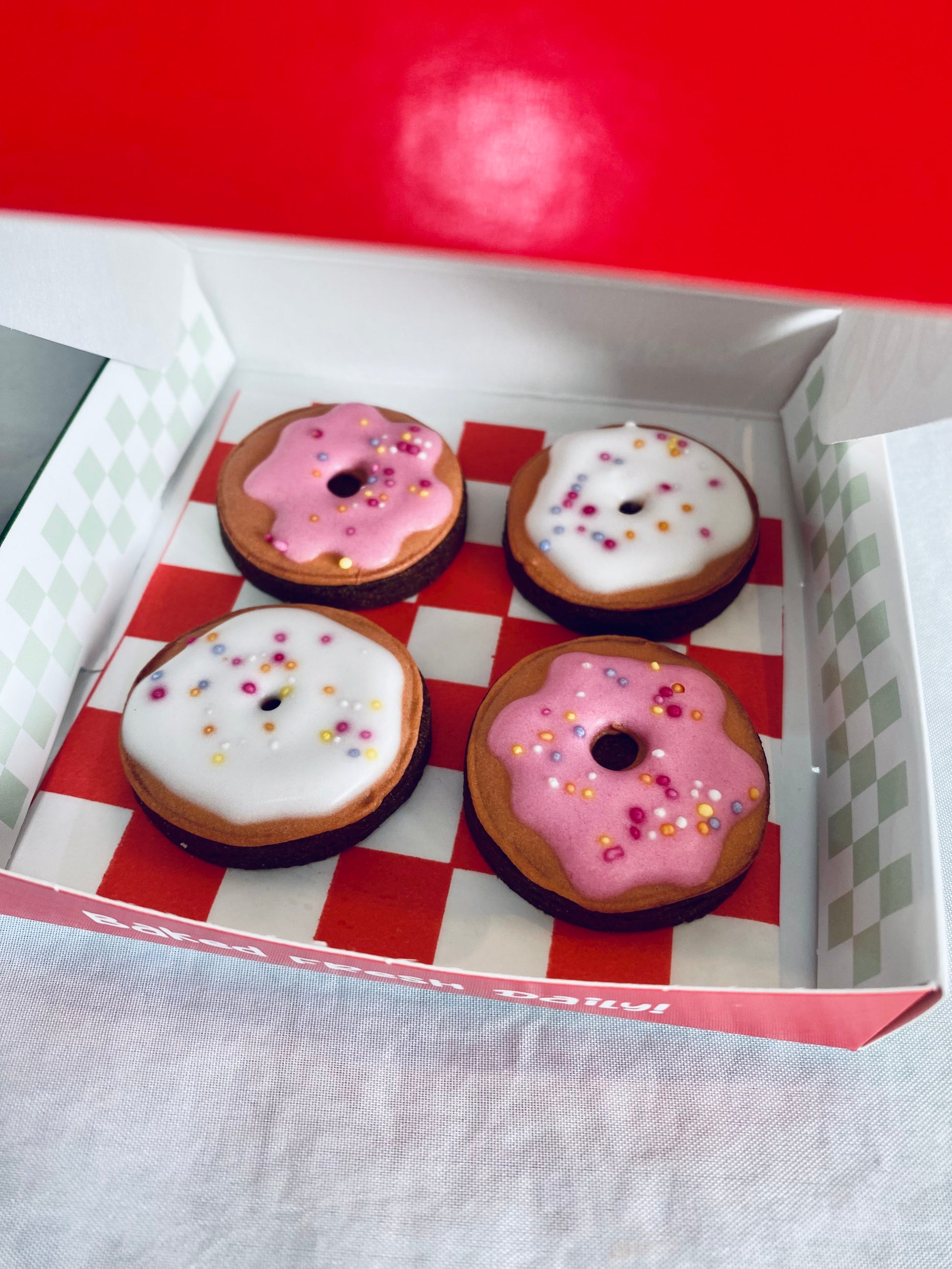 box of mini biscuits doughnuts made my the elf.