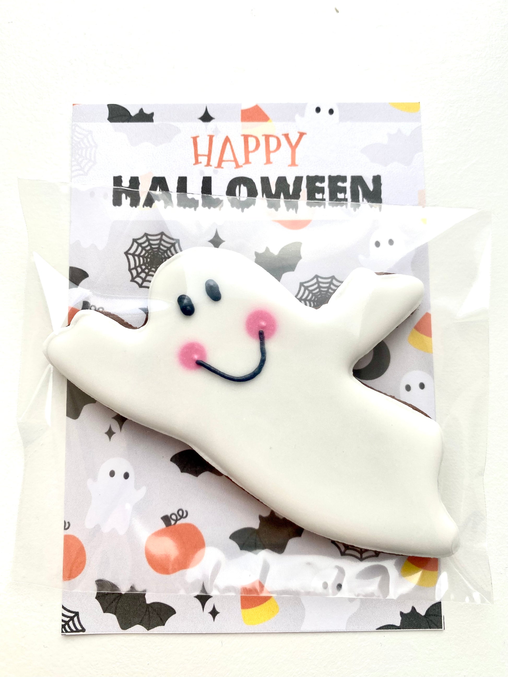 ghost biscuit favour individually wrapped.