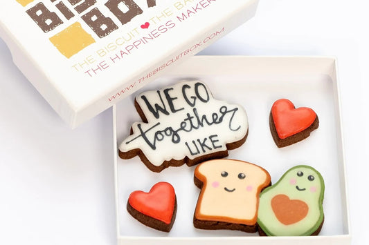 avo and toast biscuit with we go together text valentines love biscuits in a box