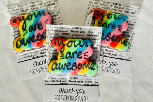 you are awesome rainbow biscuit thank you biscuit cookie card