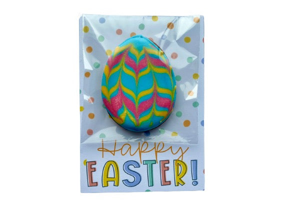 iced Easter egg cookie with hand iced design. Attached to our cookie cards.